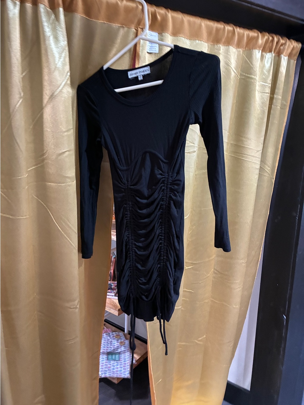 Almost Famous Black Long-Sleeve Ruched Bodycon Dress